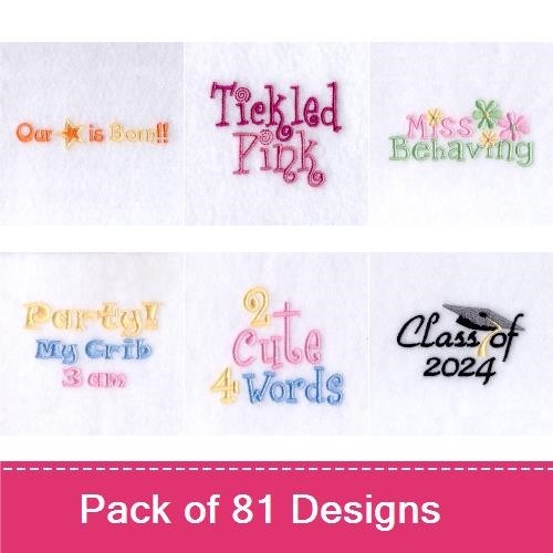 Colorful Text Embroidery Bundle – Fun & Playful Designs (81 Designs)