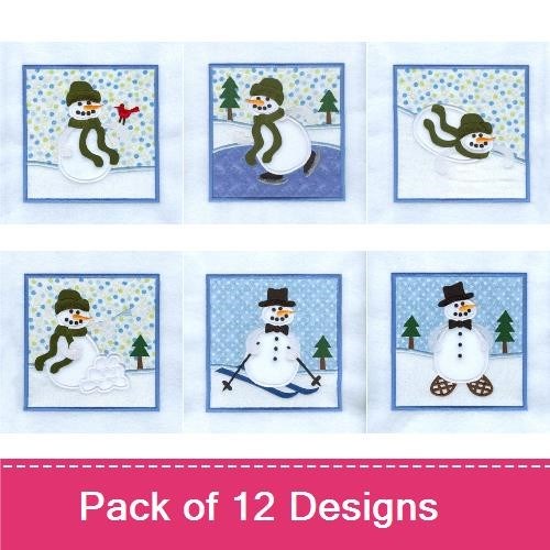 Snowmen Applique Squares 9"