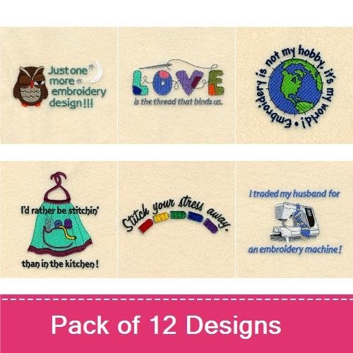 Embroidery Phrases Design Pack