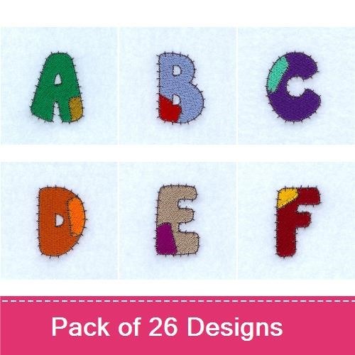 Applique Colorful Alphabet Embroidery Bundle – A, B, C, D, E, F, G, H & More (26 Designs)