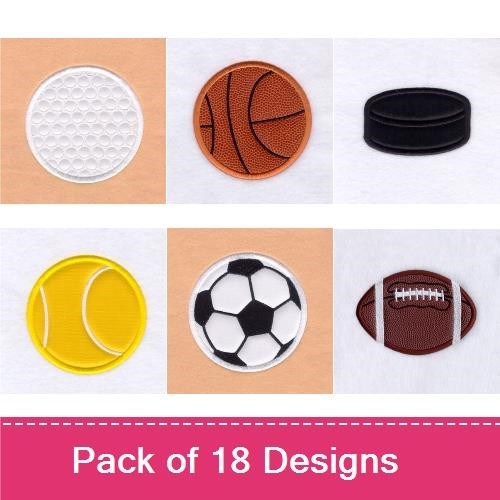 Sports Applique Balls Combined (Satin)
