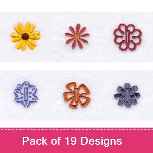 Colorful Floral Embroidery Designs Bundle – Sunflower, Purple Flower, Pink Flower & More (19 Designs)