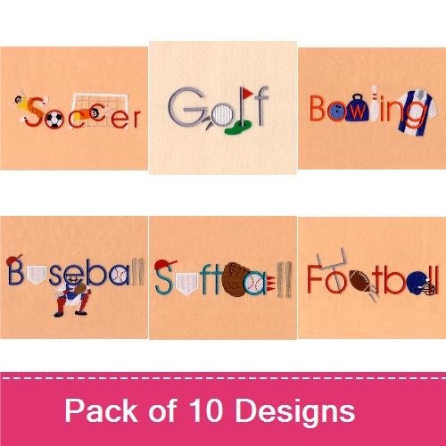 Sports Embroidery Designs Bundle – Soccer, Hockey, Volleyball, Basketball & More (10 Designs)