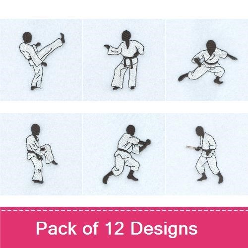 Martial Arts Moves Embroidery Designs Bundle – Kicking, Punching, Sparring & More (12 Designs)