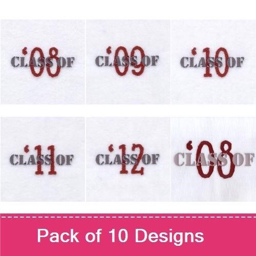 Graduation Year Embroidery Designs Bundle – Class of 08, Class of 09, Class of 10 & More (10 Designs)