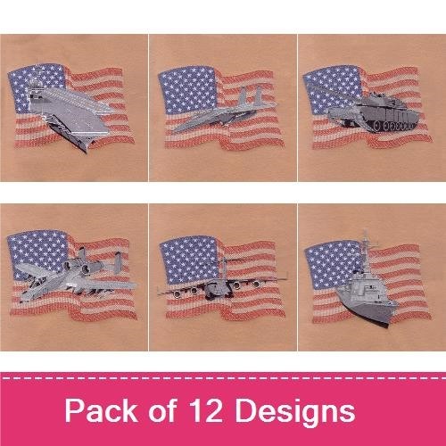 Military Vehicles & Aircraft Embroidery Designs Bundle – Helicopter, Tank, Fighter Jet & More (12 Designs)