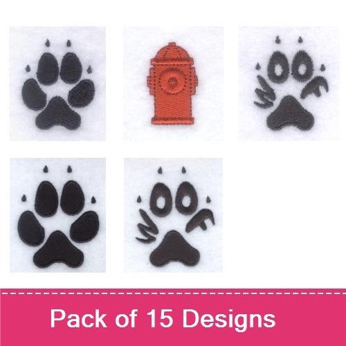 Dog Paw Print & Fire Hydrant Embroidery Bundle – Fun Pet Designs (15 Designs)