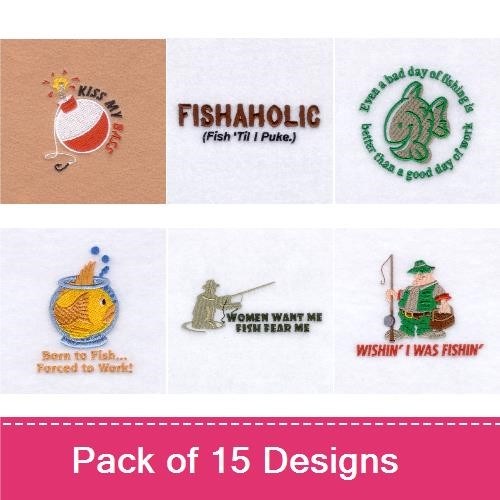 Fishing Quotes Embroidery Designs Bundle – Even a Bad Day of Fishing, I'd Rather Be Fishing, Gone Fishin' & More (15 Designs)