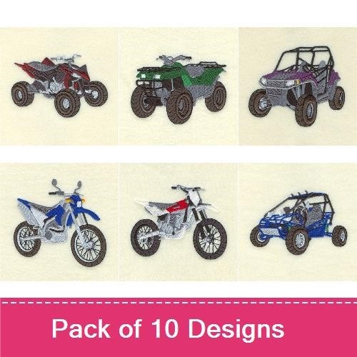 Off-Road Vehicles Embroidery Bundle – ATV, Dune Buggy, Four-Wheel Drive Vehicle & More (10 Designs)