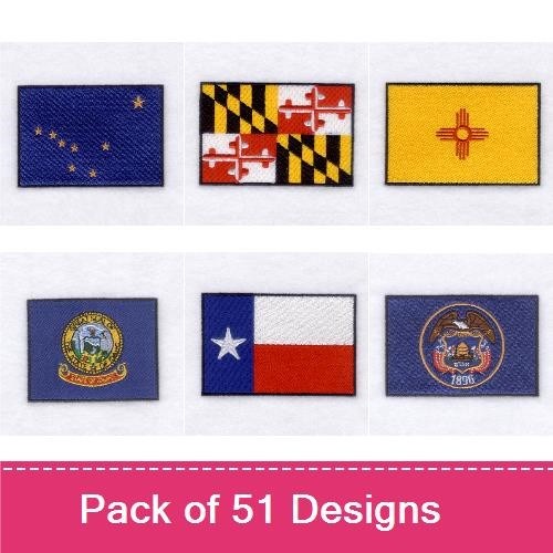 US State Flags Embroidery Bundle – Arizona, Alabama, Arkansas, Colorado & More (51 Designs)