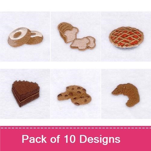 Baked Treats Embroidery Bundle – Apple Pie, Donut, Ice Cream Cone & More (10 Designs)