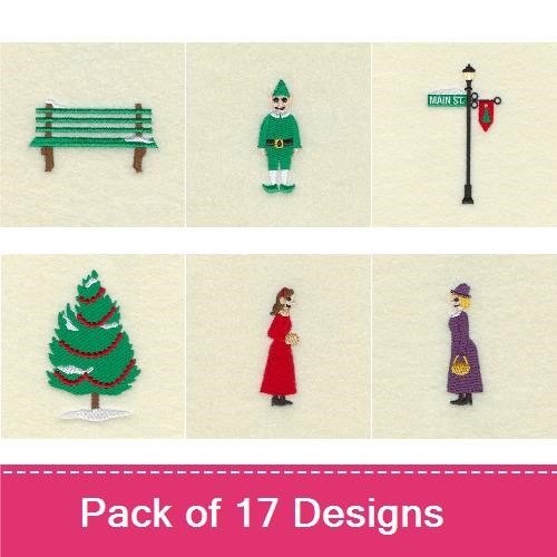 Christmas Holiday Embroidery Designs Bundle – Reindeer, Snowman, Lamp Post, Bench & More (17 Designs)