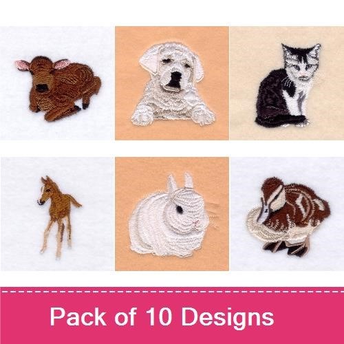 Farm Animal Embroidery Bundle – Cow, Labrador, Cat & More (10 Designs)