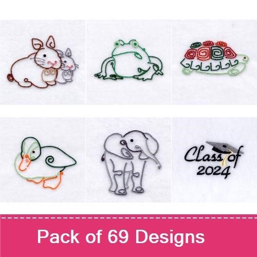 Animal Embroidery Bundle – Bunny, Frog, Turtle, and More (69 Designs)