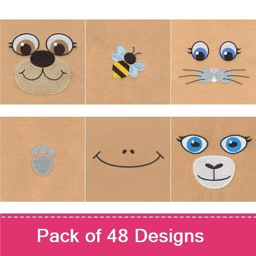 Animal Faces Embroidery Bundle – Cute Designs (48 Designs)
