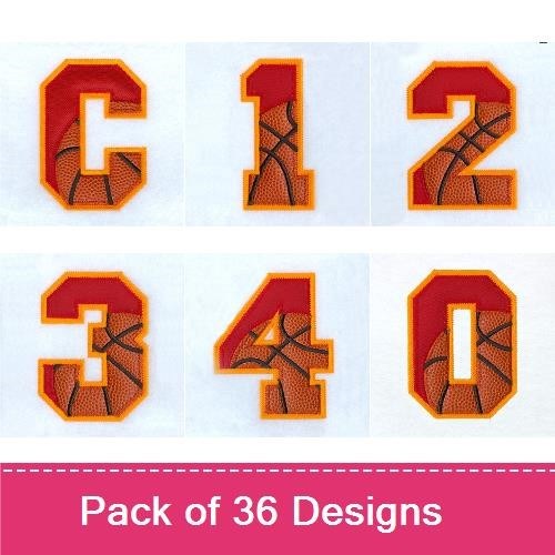 Applique Basketball Alphabet Embroidery Designs Bundle – Letters A, B, C, D, E, F, G & More (36 Designs)