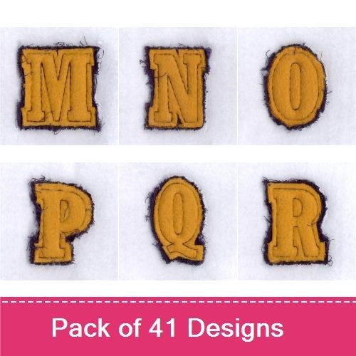 Fringed Applique Alphabet Large 2 Color Design Pack