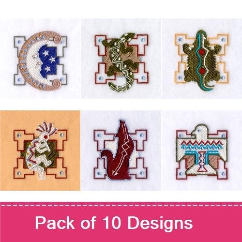 Crescent Moon & Lizard Embroidery Bundle – Southwestern Designs (10 Designs)