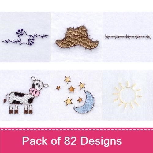 Star, Cow, Moon & Sun Embroidery Bundle – Fun Designs (82 Designs)