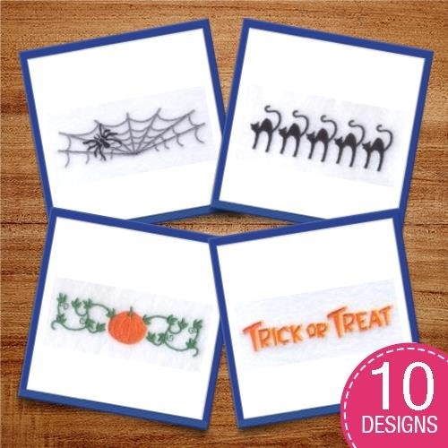 Halloween & Autumn Embroidery Designs Bundle – Autumn Leaves Border, Spider Web, Pumpkin Decoration & More (10 Designs)