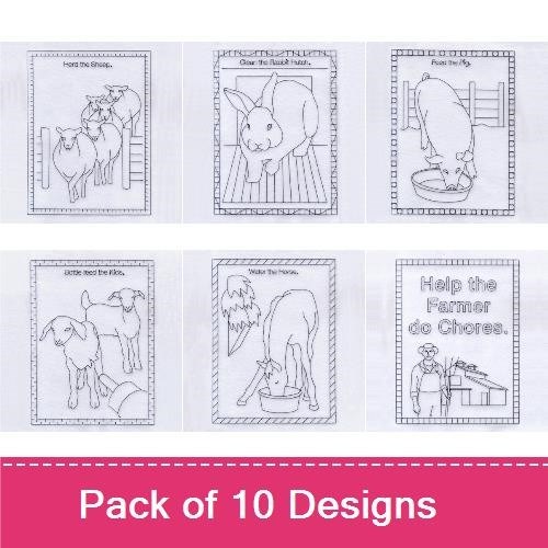 Farm Animal Embroidery Bundle – Sheep, Rabbit & Pig (10 Designs)