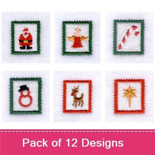 Christmas Mini Motifs Embroidery Designs Bundle – Santa Claus, Angel, Candy Cane & More (12 Designs)