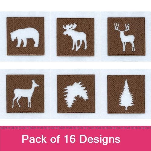 Woodland Wildlife Embroidery Designs Bundle – Bear, Moose, Deer, Antelope & More (16 Designs)
