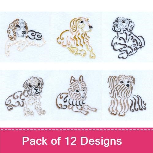 Dog Embroidery Bundle – Dachshund, Poodle, and More (12 Designs)