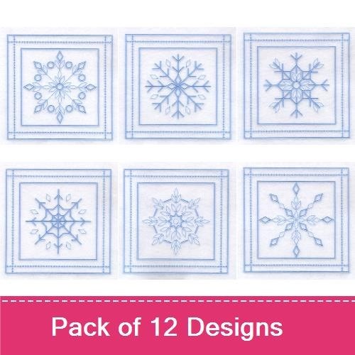 Snowflake Quilt Squares 9"