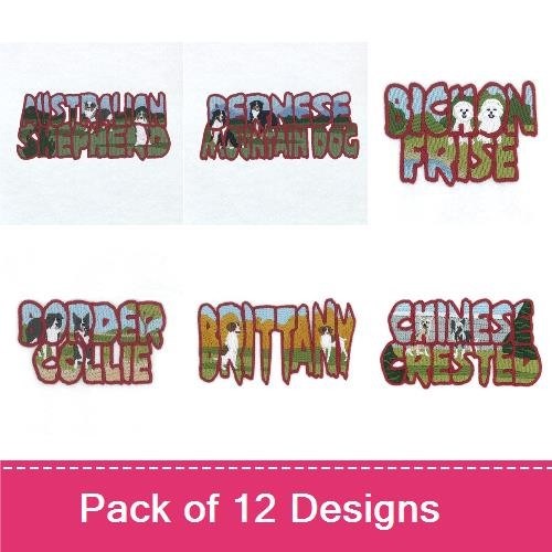 Dog Breed Embroidery Bundle – Australian Shepherd & More (12 Designs)