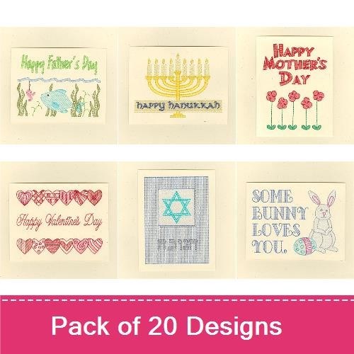 Holiday and Special Occasion Embroidery Bundle – Menorah, Necktie, Happy Birthday & More (20 Designs)