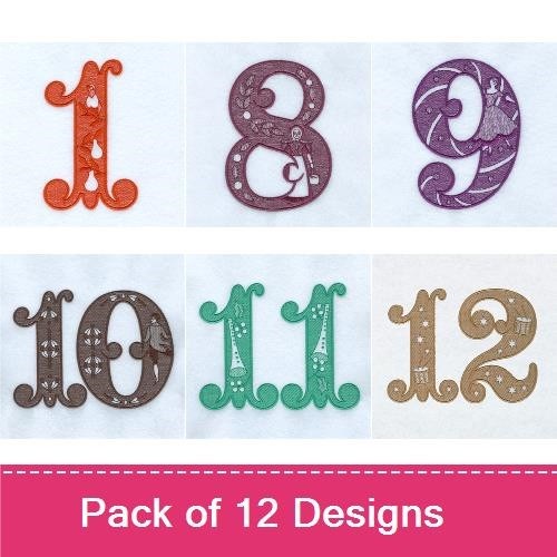 Decorative Vintage Number Embroidery Designs Bundle – Unique Intricate Details (12 Designs)