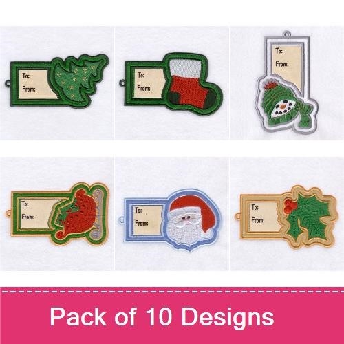 ITH Holiday Gift Tags Embroidery Bundle – Holly, Christmas Tree, Stocking & More (10 Designs)