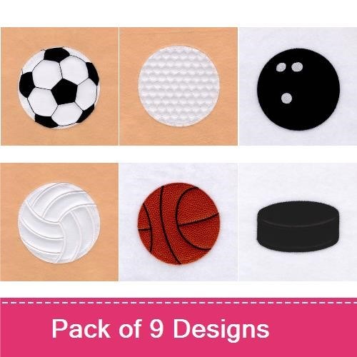 Sports Applique Balls 8" High (ZigZag)
