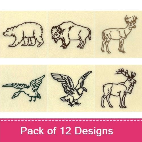 Wildlife Embroidery Bundle – Bear, Bison, Deer & More (12 Designs)