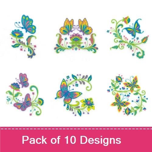 Jacobean Flowers and Butterflies