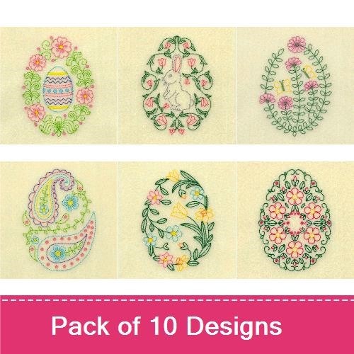 Floral Easter Egg Embroidery Bundle – Floral Easter Egg, Striped Easter Egg, Ornate Easter Egg & More (10 Designs)