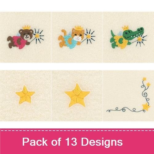 Crown Animals Embroidery Bundle – Bear, Lion, Crocodile & More (13 Designs)
