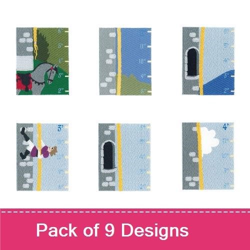 Castle-themed Embroidery Bundle – Knight with Shield, Princess in Tower, Castle Growth Chart & More (9 Designs)