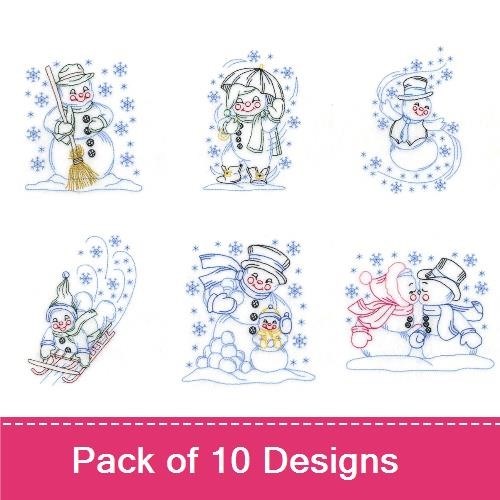 Snowman Embroidery Bundle – Winter Fun (10 Designs)