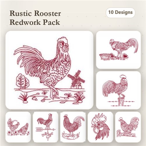 Redwork Roosters