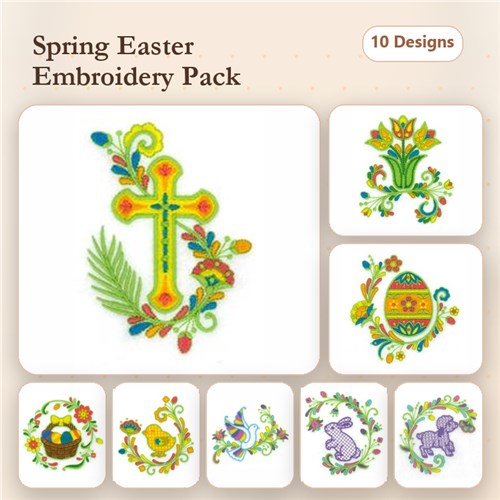 Spring Easter Embroidery Designs Bundle – Easter Cross, Easter Lily, Easter Egg & More (10 Designs) Spring Easter Embroidery Designs Bundle – Easter Cross, Easter Lily, Easter Egg & More (10 Designs)