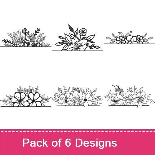 Redwork Floral Table Runner Embroidery Designs Bundle – Leaves, Flowers, Roses & More (6 Designs)