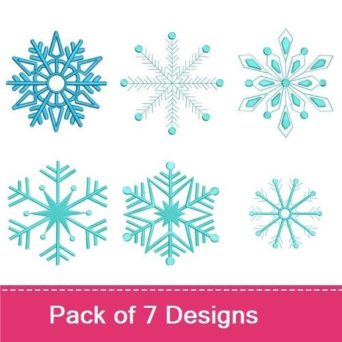 Winter Snowflakes Embroidery Designs Bundle – Large Snowflake, Decorative Snowflake, Simple Snowflake & More (7 Designs)