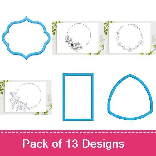 Redwork Floral & Decorative Frames Embroidery Designs Bundle – Floral Wreath, Butterfly Frame, Vine Frame & More (13 Designs)