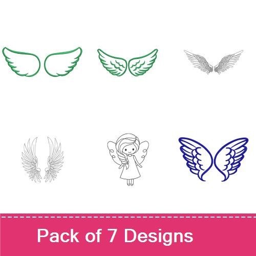 Angel Wings Embroidery Designs Bundle – Large, Small, Outlined & More (7 Designs)