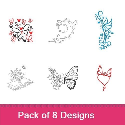 Redwork Butterflies & Hearts Embroidery Designs Bundle – Butterfly with Hearts, Floral Butterfly, Swirling Butterfly & More (8 Designs)