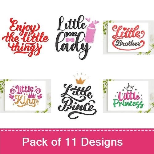 Inspirational Quotes for Children Embroidery Designs Bundle – Enjoy the Little Things, Little Helper, Little Dreamer & More (11 Designs)
