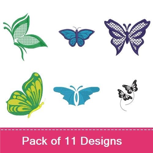Colorful Butterflies Embroidery Designs Bundle – Purple, Green, Blue, & More (11 Designs)