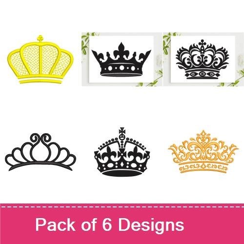 Elegant Crown Embroidery Designs Bundle – Ornate Crown, Simple Crown, Styled Crown & More (6 Designs)
